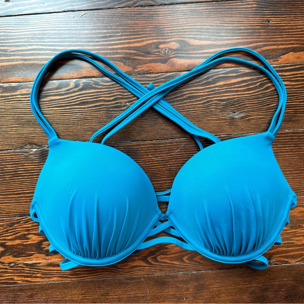 Teal Push-Up Strappy Bikini Top